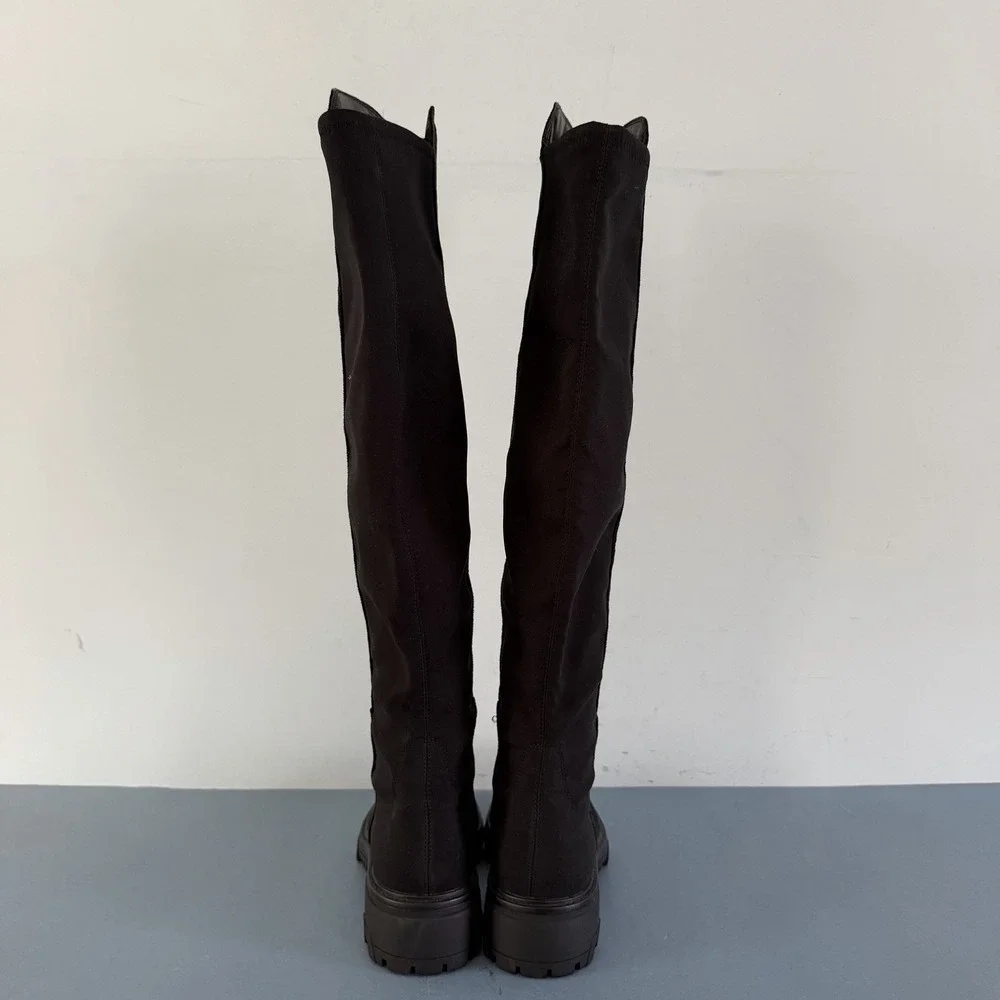 Unisa Waide Knee High Black Pull On Lug Sole‎ Tall Boots